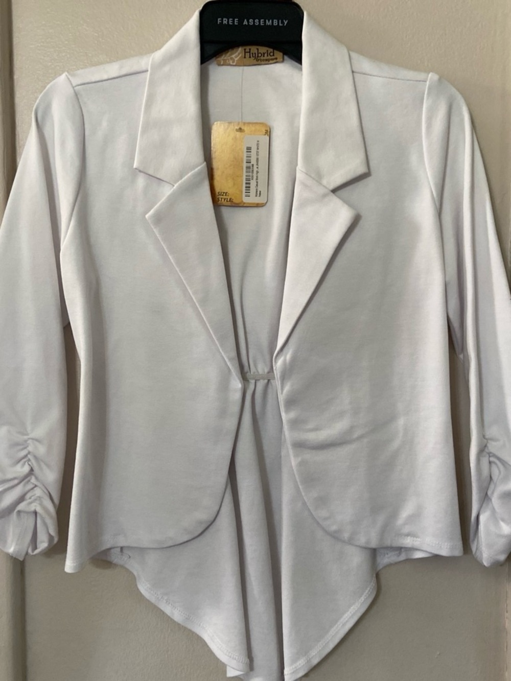 Hybrid & company White Draped Open-Front Blazer
